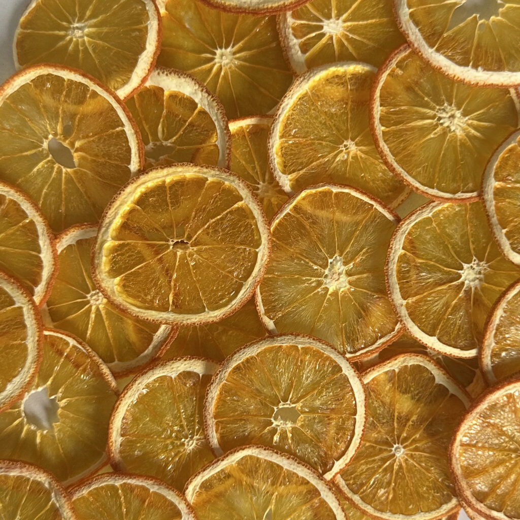 gedroogde sinaasappel schijfjes
